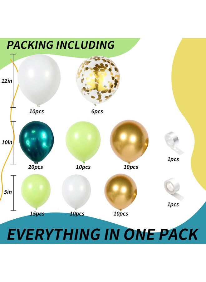 Isndare - Green White Gold Balloons Arch Jungle Birthday Decorations Double Stuffed Turquoise Blue Gold Confetti Latex Balloons Lime Fruit Green Balloon Garland Wild Safari Animal Tropical Supplies - Image 1