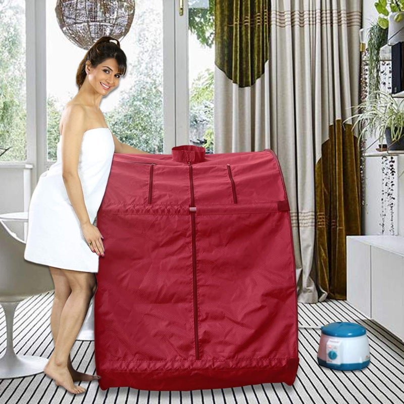 Kawachi Portable Home Steam Sauna Bath for Health and Beauty Spa at Home I03Reddish Maroon