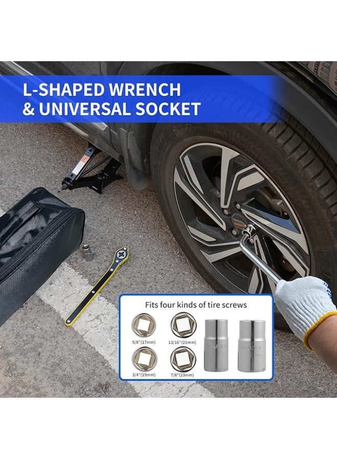 2 Ton Scissor Car Jack Set – 15-Piece Tire Change Tool Kit with Ratchet Wrench – Portable Emergency Jack for Cars, Trucks & SUVs - Image 2