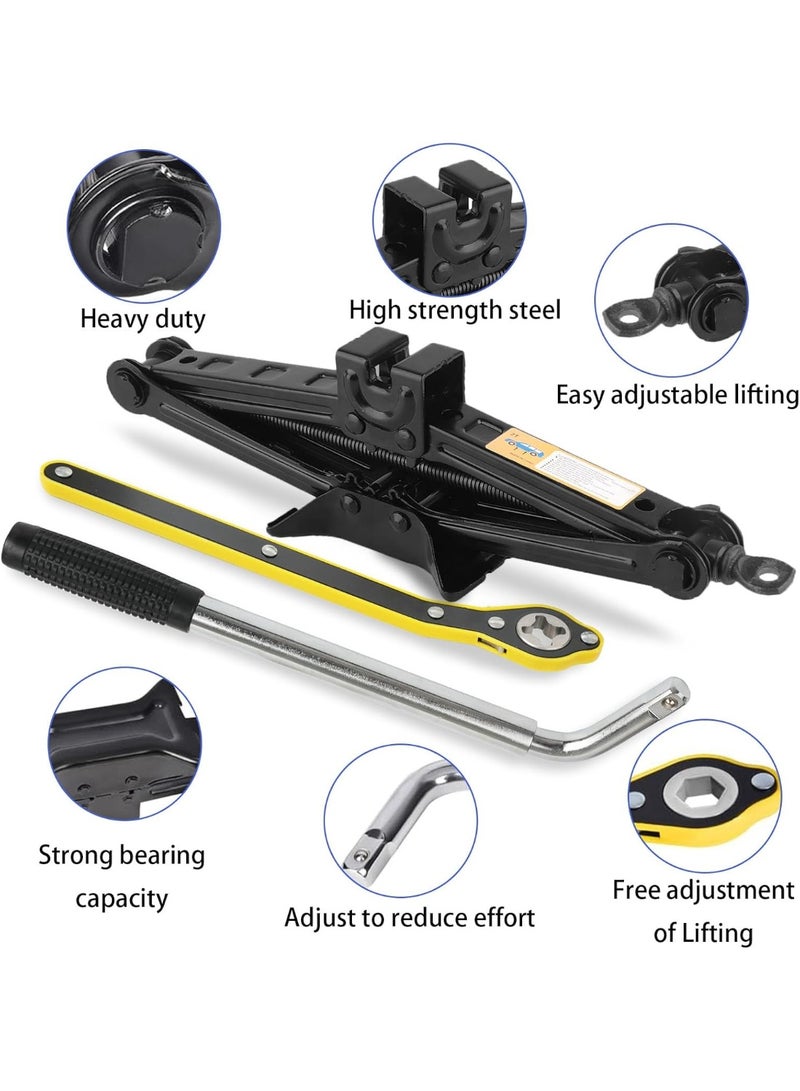 2 Ton Scissor Car Jack Set – 15-Piece Tire Change Tool Kit with Ratchet Wrench – Portable Emergency Jack for Cars, Trucks & SUVs - Image 4