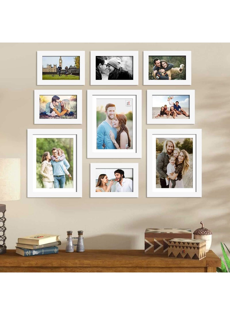 Art Street Art Street Set of 9 Individual White Photo Frame for Home Wall Decoration (Size - 5 x 7 Inches, 8 x 10 Inches)  - Image 1