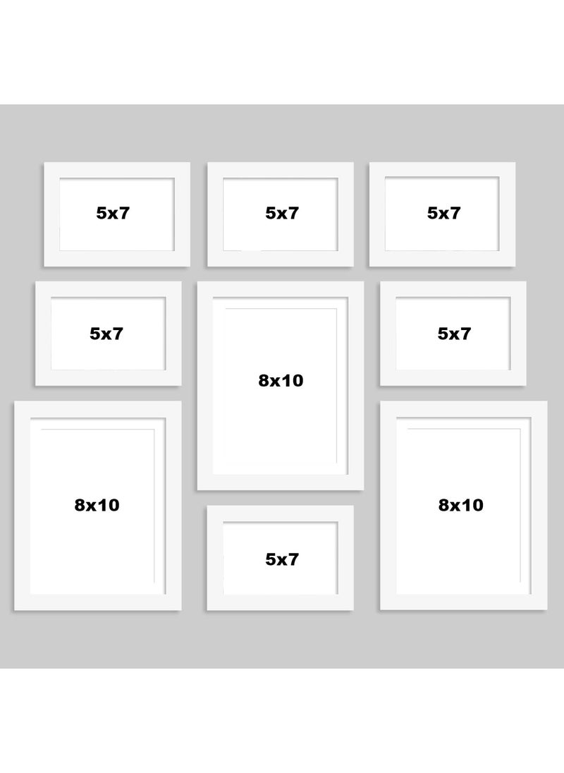 Art Street Art Street Set of 9 Individual White Photo Frame for Home Wall Decoration (Size - 5 x 7 Inches, 8 x 10 Inches)  - Image 3