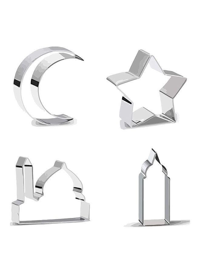 4-Piece Islamic Eid Ramadan Cookie Cutter Silver