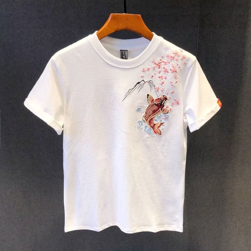 2023 New Arrival Summer Chinese Style Embroidered T-Shirt Short Sleeve Fashionable T-Shirt for Young Men - Image 3