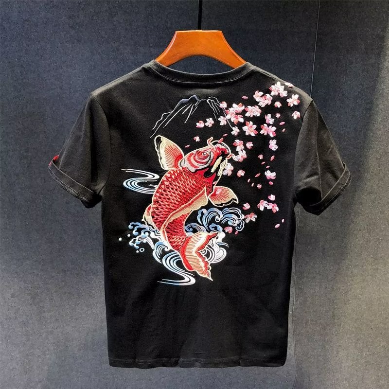 2023 New Arrival Summer Chinese Style Embroidered T-Shirt Short Sleeve Fashionable T-Shirt for Young Men - Image 1