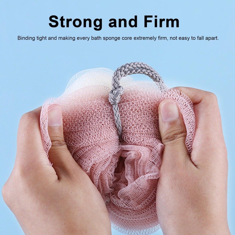 Shower Loofahs: PE Fine Mesh, Rich Delicate Foam, Firm Binding, Not Easy To Fall Apart - Lanyard Design Bath Sponge for Adult & Kid Home Bath Use - Image 2
