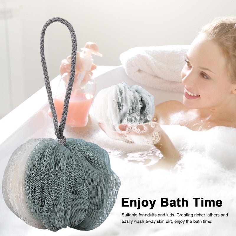 Shower Loofahs: PE Fine Mesh, Rich Delicate Foam, Firm Binding, Not Easy To Fall Apart - Lanyard Design Bath Sponge for Adult & Kid Home Bath Use - Image 5