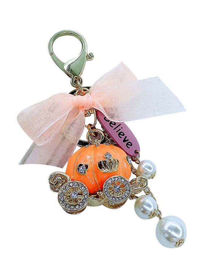 NIBEMINENT Rhinestone Studded Pumpkin Designed Keychain