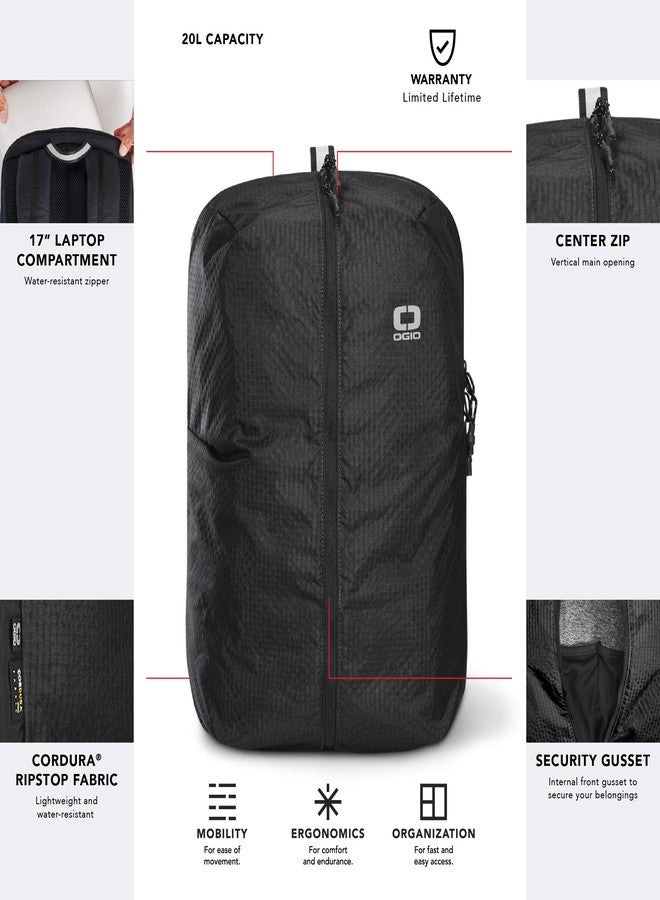 OGIO Fuse Lightweight Backpack (20 Liter, Black, Zip Top) - Image 4