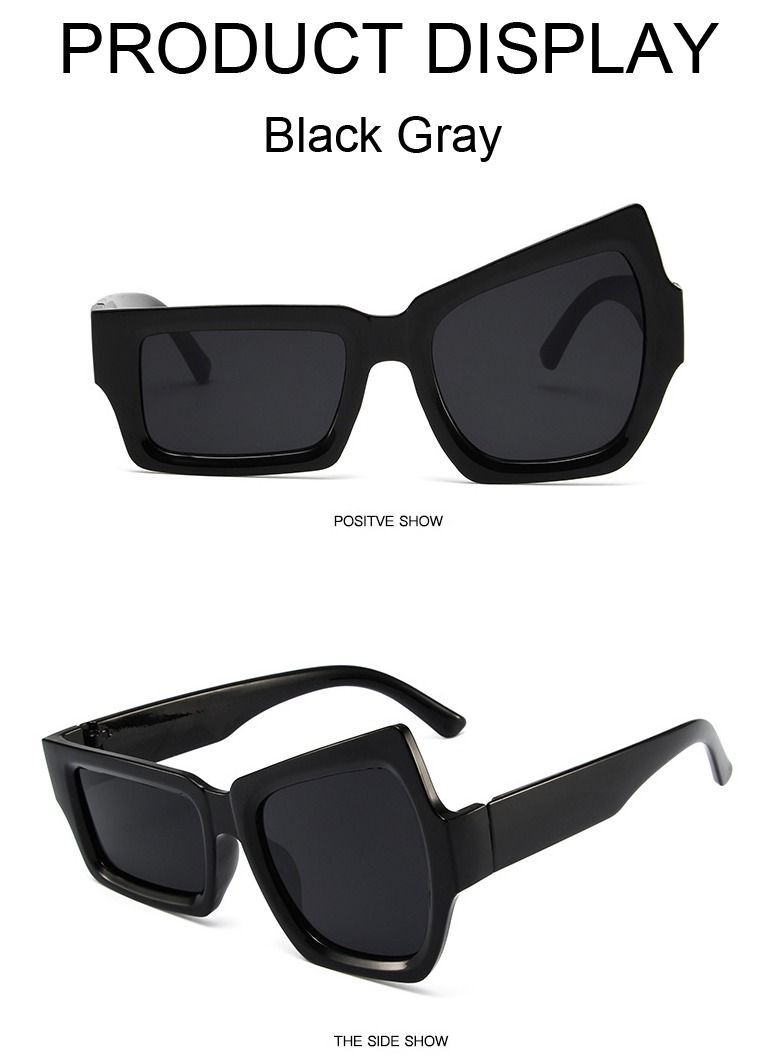 Fashion Irregular Square Sunglasses Man Fashion Brand Designer Personality Sun Glasses Black Mirror - Image 1