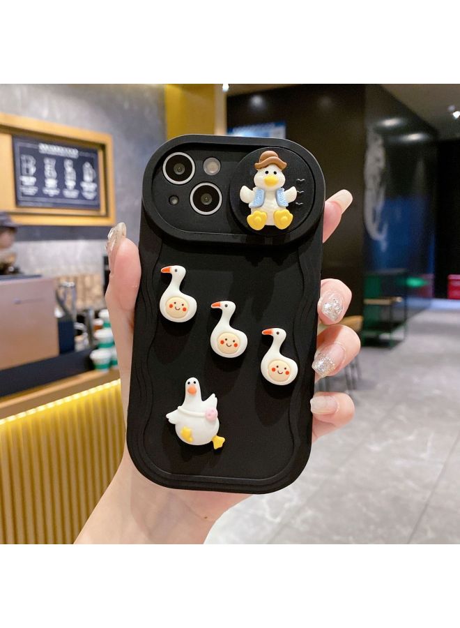 Wave Push Window For Apple 16pro Three-dimensional Duck Group Mobile Phone Case Iphone12/x Cute Tpu Protective Cover