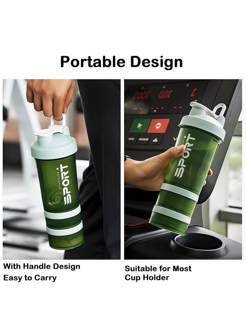 Generic Protein Shaker Bottle 2 Pack (500ml/17oz) – Leak-Proof, BPA-Free Gym Shaker Cup with 3-Layer Mixing & Pill Storage for Protein Powder & Supplements - Image 2