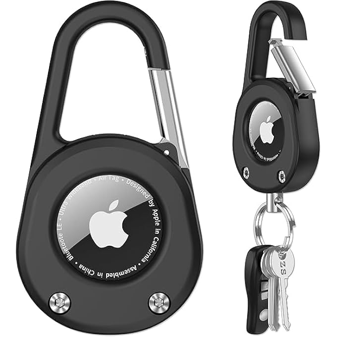 KEYCHAIN WITH METAL SPRING BUCKLE, HARDCORE PC MATERIAL ANTI-LOSS & ANTI-COLLISION  COMPATIBLE WITH FIND MY-LIKE DEVICE  IDEAL FOR KEYS, BAGS, PETS