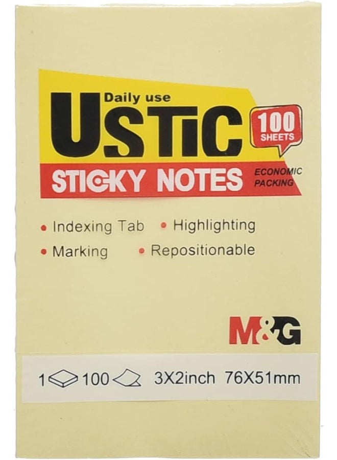 M&G U-Stick Sticky Notes, Compact Notes, 76x51mm, 100 Sheets, Strong Adhesive - Image 1