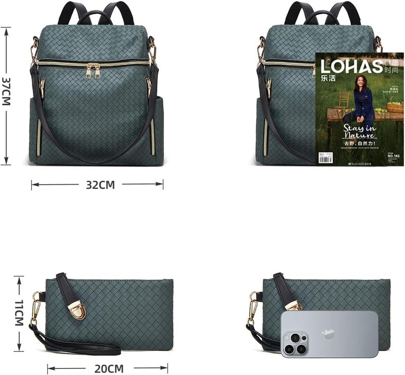 Makes Backpack Purse for Women PU Leather Travel Satchel Handbag Convertible Design Bag with Purse 2 Piece - Image 5