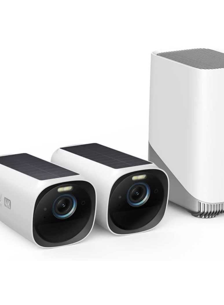 إيوفي eufy Security eufyCam 3 2-Cam Kit, Security Camera Outdoor Wireless, 4K Camera with Integrated Solar Panel, Forever Power, Face Recognition AI, Expandable Local Storage up to 16TB, No Monthly Fee - Image 1
