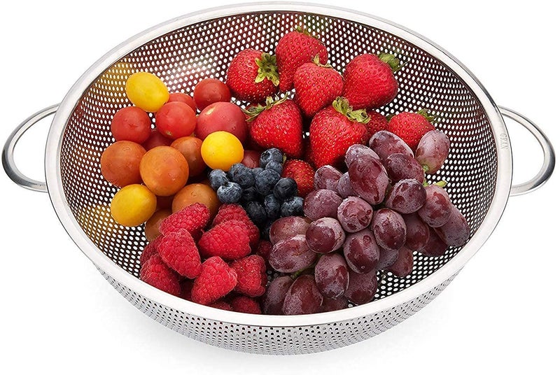 Matiko Multipurpose Stainless Steel Kitchen Calendar Strainer for Rice, Noodles, Fruits, Vegetables and Grain/Basin Basket with Handle/Filter Kitchen Washing Bowl (Small) - Image 2