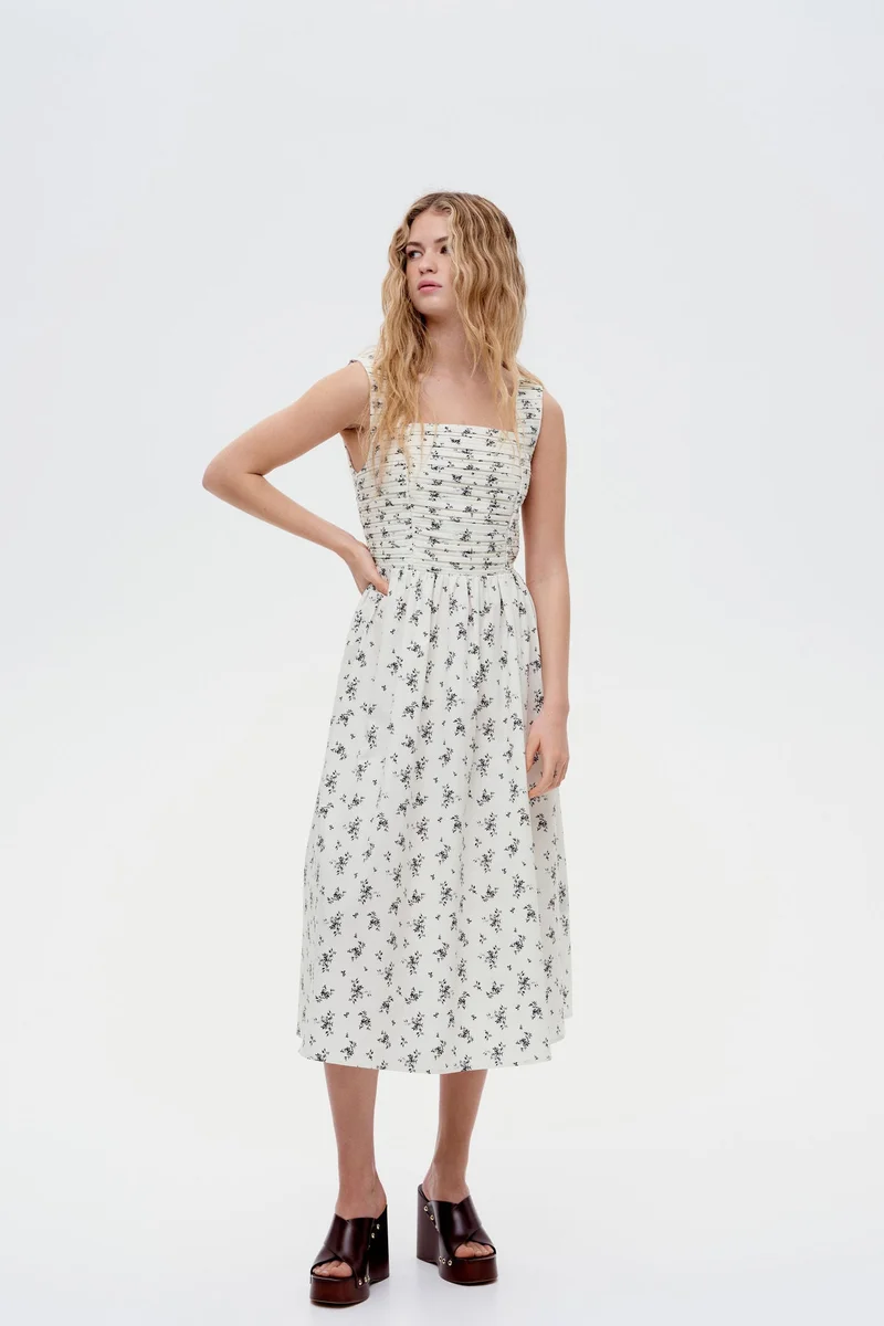 H&M Pintucked flared-skirt dress