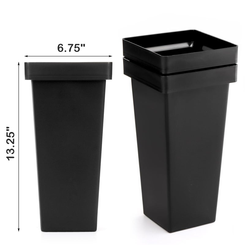 Kingrol 6 Pack Plastic Flower Vases, Modern Square Vase, Multipurpose Buckets, Accents Home Office Event Centerpieces Decor, Black, 6.75 x 6.75 x 13.25 Inch - Image 2