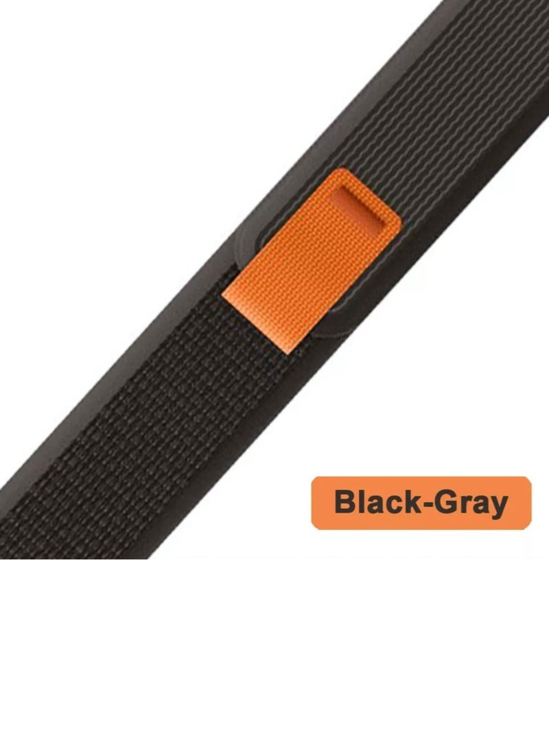 Apple Watch strap made of rubber fabric  Black with grey  size 45 - Image 4