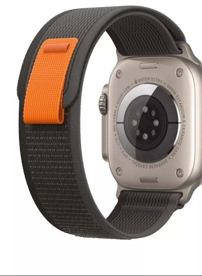 Apple Watch strap made of rubber fabric  Black with grey  size 45 - Image 3