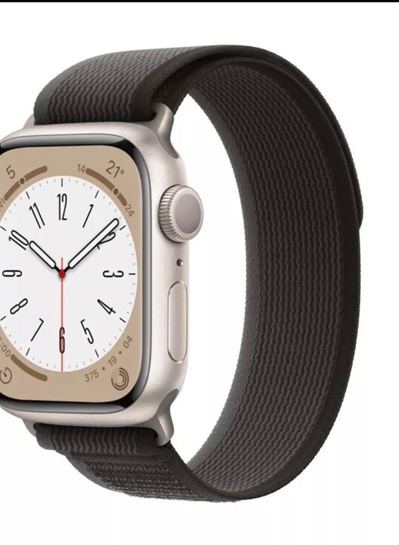 Apple Watch strap made of rubber fabric  Black with grey  size 45 - Image 2