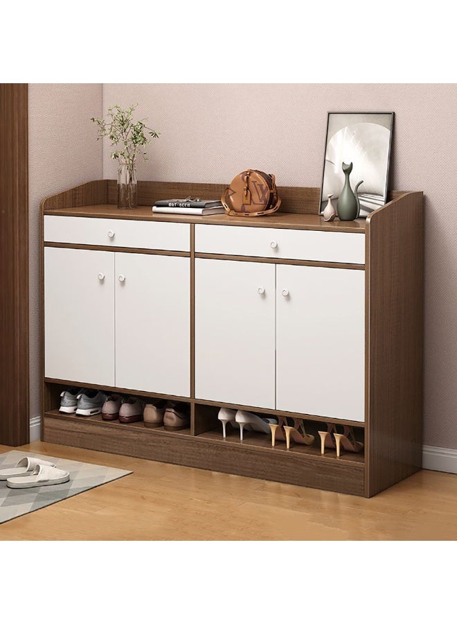 Generic Shoe Cabinet, Entryway Storage Cabient with 2 Drawers and 4 Doors for Shoes, Bags, Keys, Other Objects, Wooden Shoe Organizer for Living Room Hallway Balcony, 120x32x90cm, B108 (Brown)  - Image 1