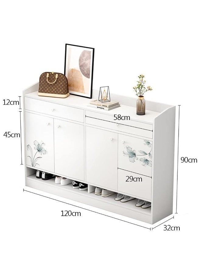 Generic Shoe Cabinet, Entryway Storage Cabient with 2 Drawers and 4 Doors for Shoes, Bags, Keys, Other Objects, Wooden Shoe Organizer for Living Room Hallway Balcony, 120x32x90cm, B108 (Brown)  - Image 2