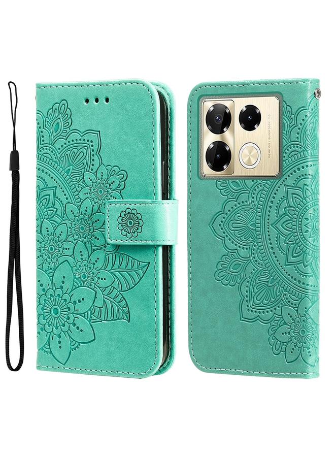 زبون جراب لهاتف Infinix Note 40 Pro 4G / 5G / Note 40 Pro+ جراب هاتف جلدي منقوش عليه زهور بسبع بتلات - Image 1