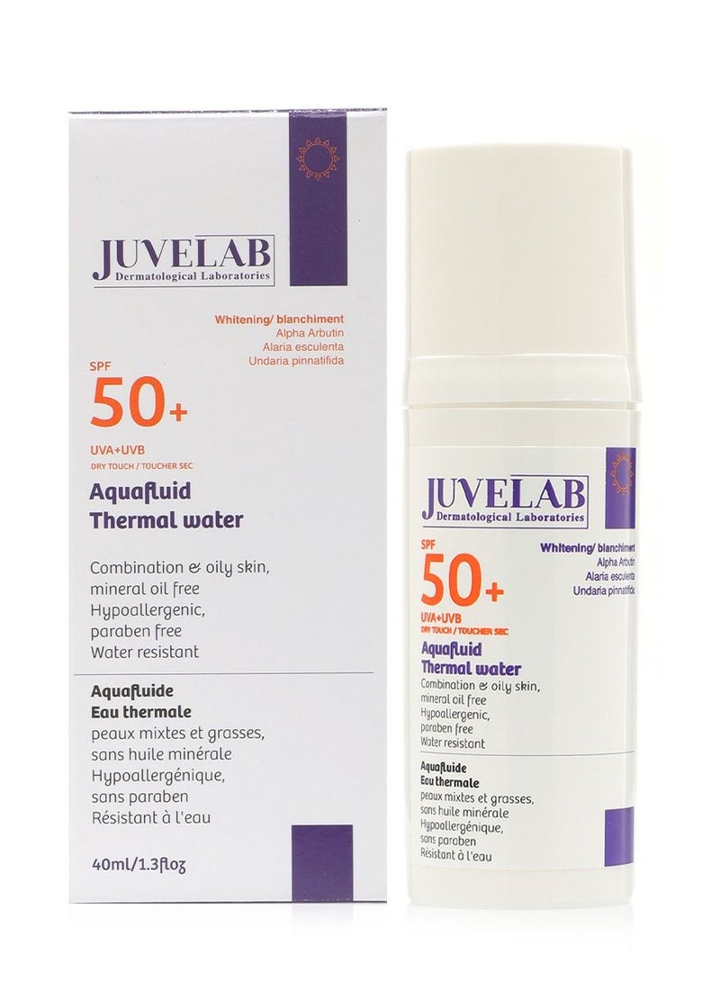 JUVELAB Whitening Aqua fluid Thermal Water SPF 50+ Sunscreen 40ml - Image 1