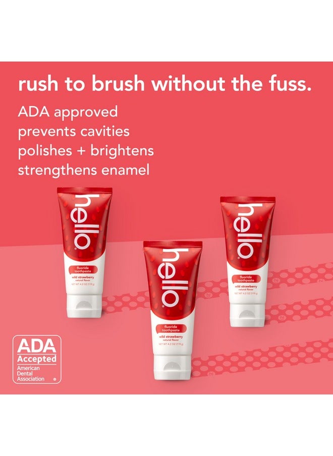 Hello hello Kids Natural Wild Strawberry Toothpaste with Fluoride, SLS Free, ADA Accepted, Ages 2+, Vegan, 4.2 Ounces (3 Pack)  - Image 3