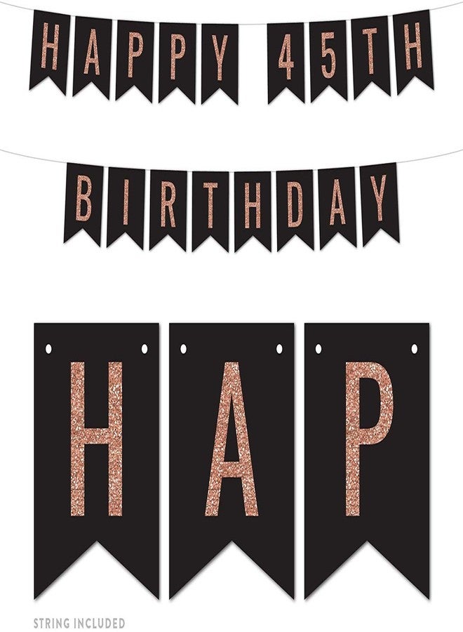 Festiko Happy Age Birthday Banner/Rose Gold Glitter Happy Birthday Banner for Birthday Decorations Bunting Banner/Birthday Banner for Bachelorette Party Decorations (Happy 45th Birthday), Party Supplies - Image 2
