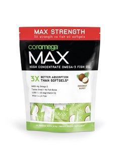 Coromega Max Super High Omega-3 Fish Oil Squeeze Packets, DHA and EPA, Coconut Bliss, 60-Count  - Image 2