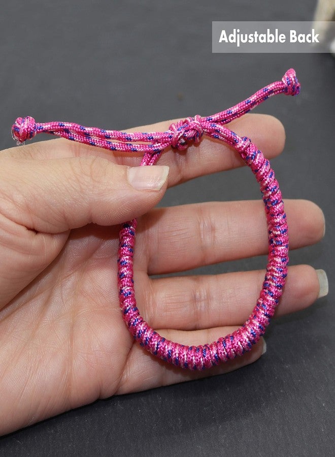 FROG SAC 6 Paracord Bracelets for Girls, Woven Parachute Cord Braided String Bracelet Pack, Adjustable Friendship Jewelry, Teen Girl Scout Camp Party Favors, Easter Basket Fillers Stocking Stuffers - Image 4