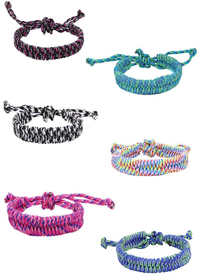 FROG SAC 6 Paracord Bracelets for Girls, Woven Parachute Cord Braided String Bracelet Pack, Adjustable Friendship Jewelry, Teen Girl Scout Camp Party Favors, Easter Basket Fillers Stocking Stuffers - Image 1