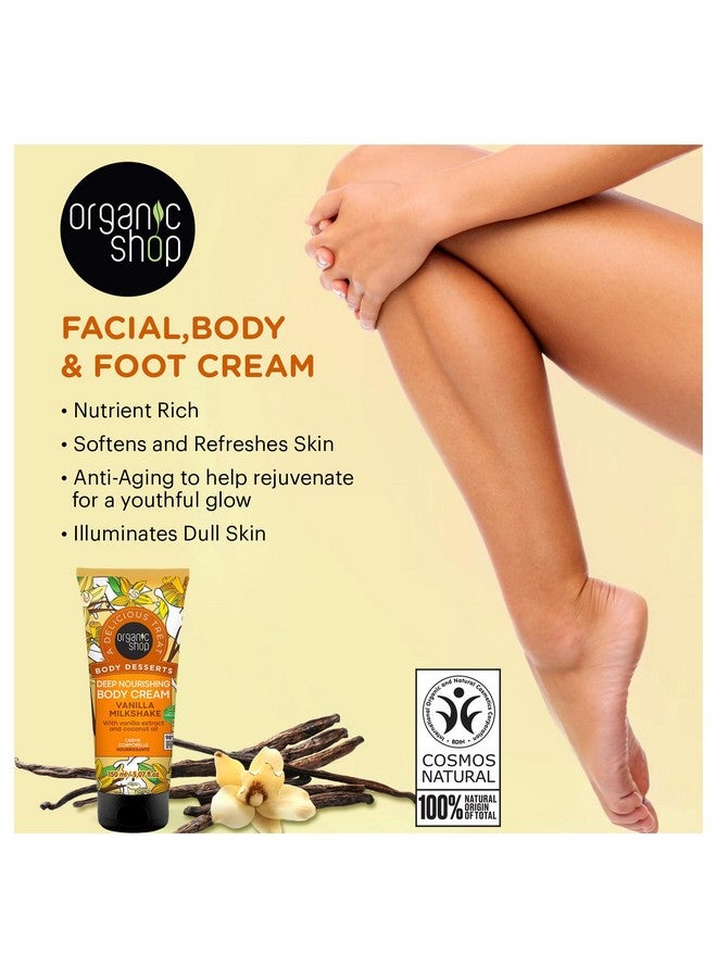 أورجانيك شوب كريم الجسم العضوي المغذي والمرطب بزيت جوز الهند ومستخلص الفانيليا، نباتي وعضوي 100%، مرطب يومي، لوشن طبيعي للجسم والوجه واليدين، عناية مكثفة وترطيب للبشرة. 150 مل - Image 3