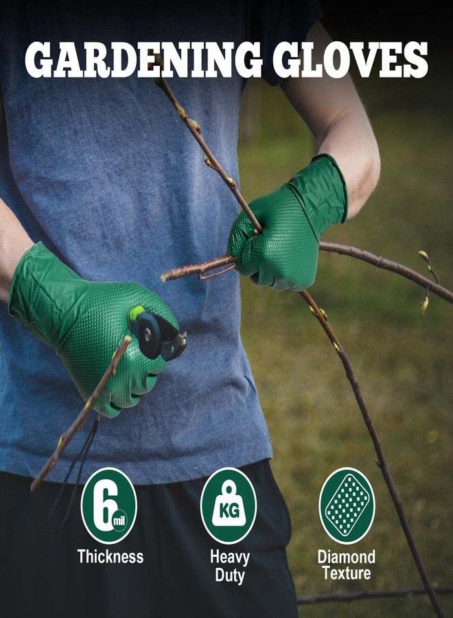 TitanFlex Green Nitrile Gloves 6 Mil Heavy Duty, Large, Raised Diamond Texture Industrial Gloves for Mechanic Gardening Yard Work (Box of 100) - Image 2