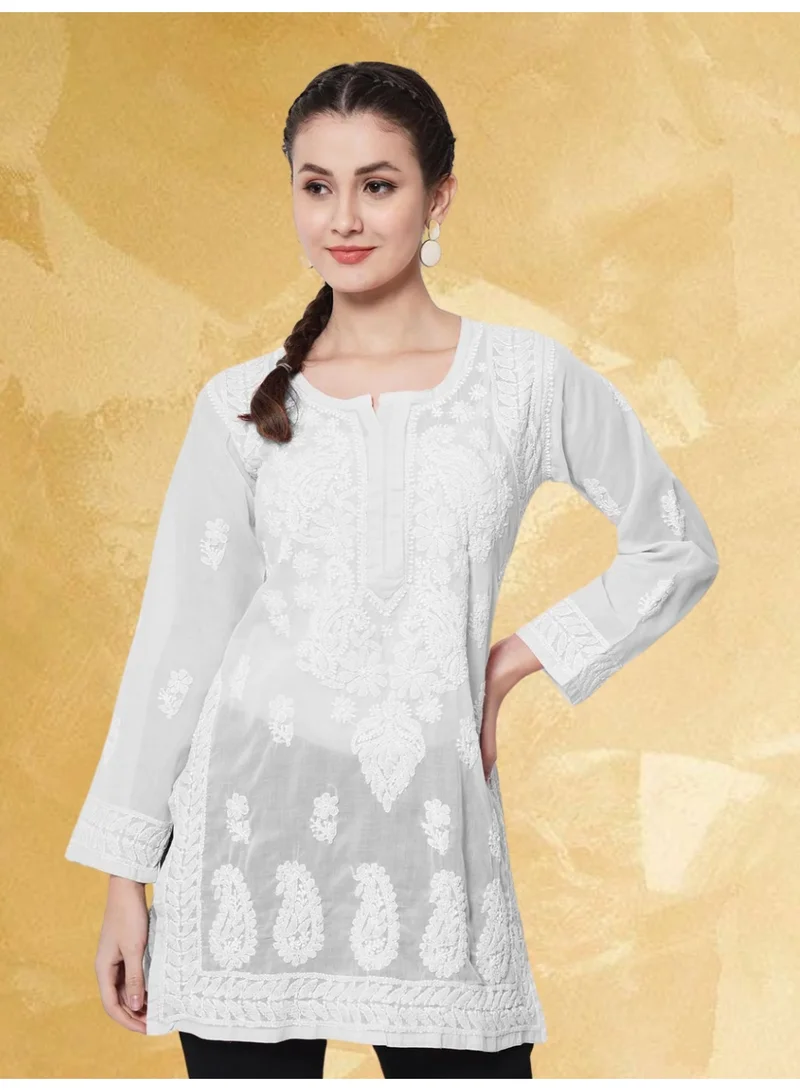 الايا كرتيه قطن مطرز شيكانكاري مستقيم