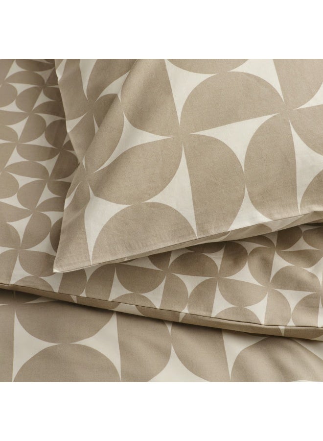 غطاء لحاف و2 غطاء وسادة، رمادي-بيج/عاجي، 240x220/50x80 سم - Image 2