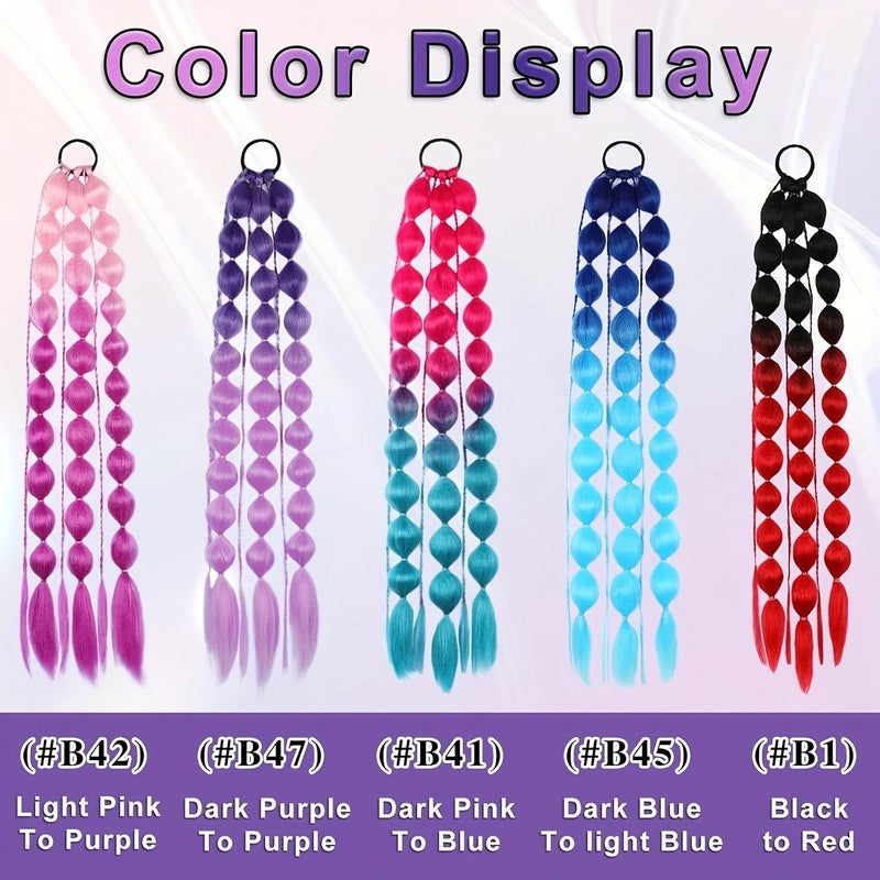 Yaki Straight Hair Bubble Ponytail Extensions - 2/1 Pieces, 24 Inch Lightweight with Hair Ties, Ombre Synthetic Ponytails, Suitable for All Ages, Carnival & Festival Hair Accessories - Image 2