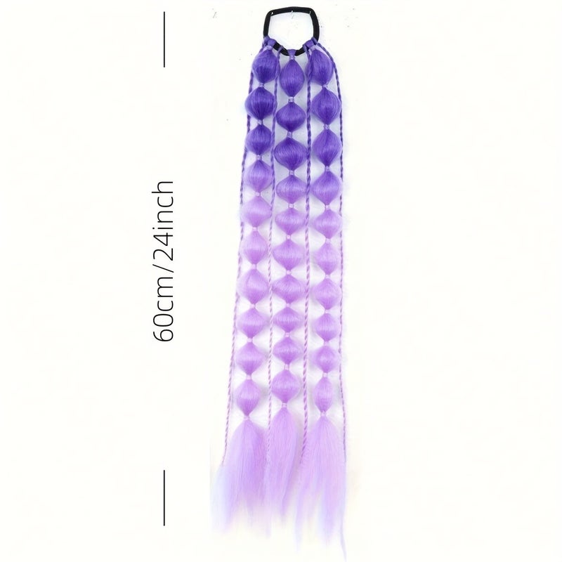 Yaki Straight Hair Bubble Ponytail Extensions - 2/1 Pieces, 24 Inch Lightweight with Hair Ties, Ombre Synthetic Ponytails, Suitable for All Ages, Carnival & Festival Hair Accessories - Image 4