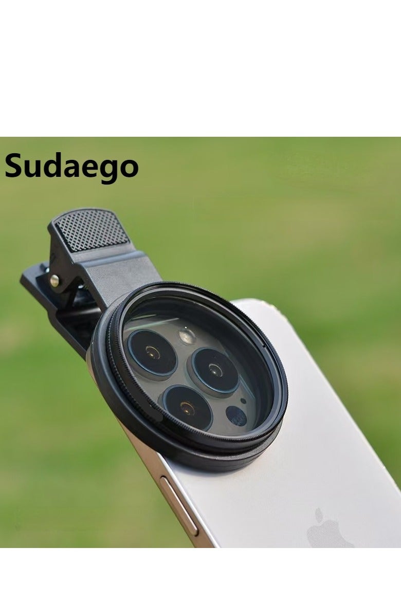 التسوق السريع والجودة العالية فلتر CPL 52 مم من  للهاتف، فلتر استقطاب عالي الدقة ومشبك هاتف بارد، مع حقيبة حمل وقطعة قماش تنظيف، متوافق مع كاميرات iPhone 16 15 Pro Max Plus 14 13 Samsung Galaxy S24 DSLR - Image 1