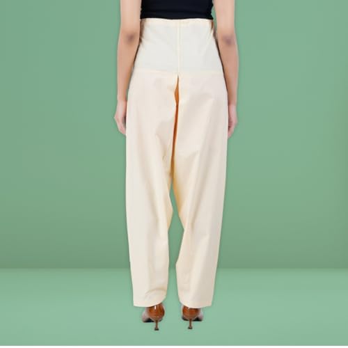 Happy Bunny Cotton Salwar Pant for Women, Modern Semi Patiala Ethnic Trousers with Drawstring, Comfortable Office Home Wear Ladies Pants (XL, Skin) - Image 3