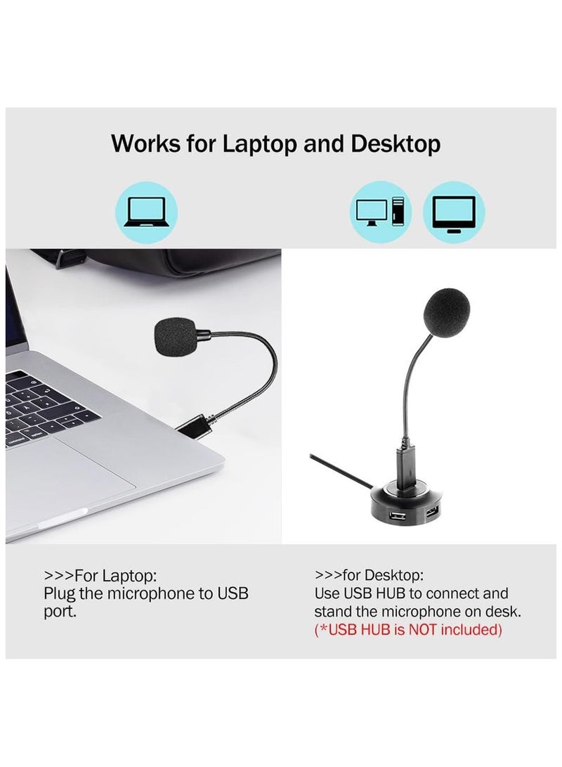 erorex Mini USB Microphone for Laptop and Desktop Computer, with Gooseneck & Universal USB Sound Card, Compatible with PC and Mac, Plug & Play, Ideal Condenser Mic for Remote Work, Online Class - Image 3
