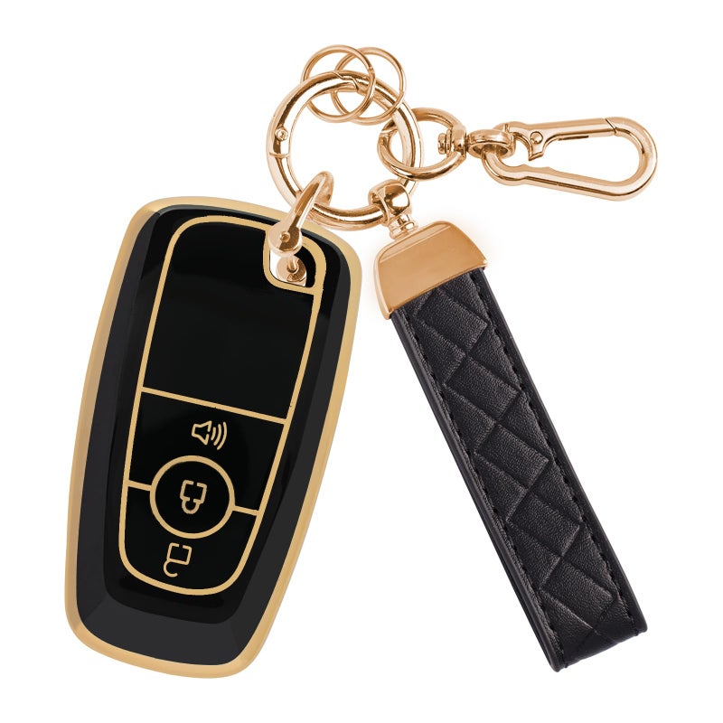 Rislobx 3 Buttons TPU Key Fob Cover for Ford Key Fob Case for 2018 2019 2020 2021 2022 2023 2024 Ford Explorer F150 Fusion Mustang Escape Edge Bronco Ranger Expedition Black - Image 3