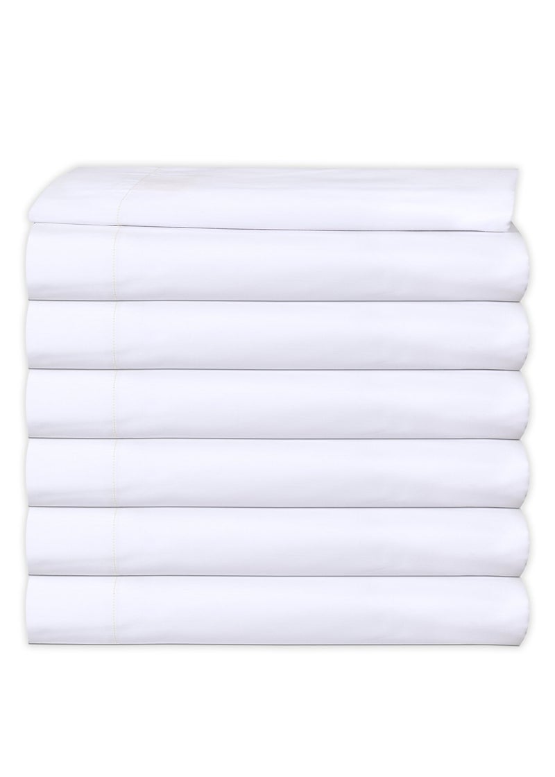 MAGTEX King XL Flat Sheet only Pack of 6 Bulk 108 x 115 Inches White Polycotton T200 Percale Weave  Top Bed Sheet for Home Bedding Hospital Massage Table Hotel Easy Care Soft Feel