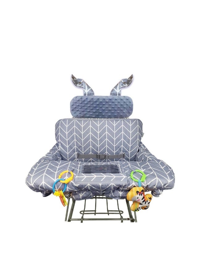 ICOPUCA Shopping Cart Cover for Baby, 2 in 1 cart Cover for Babies N high Chair Cover, Padded Grocery cart seat Cover for Baby Girl boy, with Extra Detachable Cushion, Grey; - Image 1