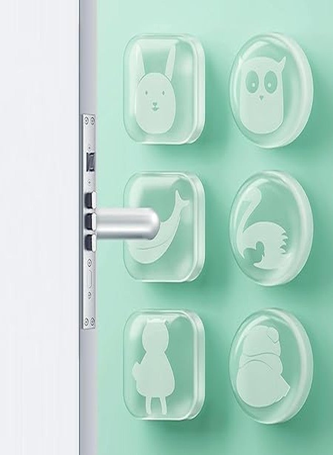 YOMITH Silicone Door Stopper Knob Pads, Transparent with Polished Finish, Soft Silent Cushion Wall Protectors Shield for Preventing Damage to Cabinet, Wall, Assorted Patterns Random (Pack of 6) - Image 5