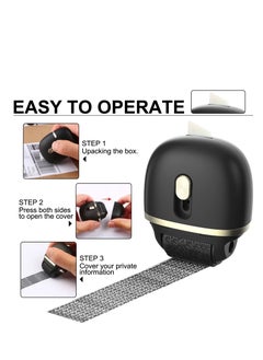 KASTWAVE Identity Protection Roller Stamps 1 Pack - Wide Identity Theft Protection Stamp Privacy Roll Stamp Identity Theft Protection Roller for ID Blockout - Privacy Confidential and Address Blocker (Black)  - Image 2