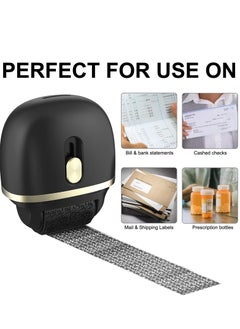 KASTWAVE Identity Protection Roller Stamps 1 Pack - Wide Identity Theft Protection Stamp Privacy Roll Stamp Identity Theft Protection Roller for ID Blockout - Privacy Confidential and Address Blocker (Black)  - Image 1
